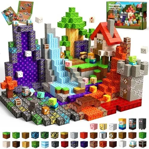 magneverse magnetic blocks 150 pcs magnetic building blocks for kids magnet building cubes for boys girls stem montessori sensory toys stacking for 3 4 5 6 7 8 9 10 11 12 13 birthday gift